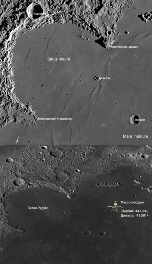 Места посадок американских и советских станций, места посадок 